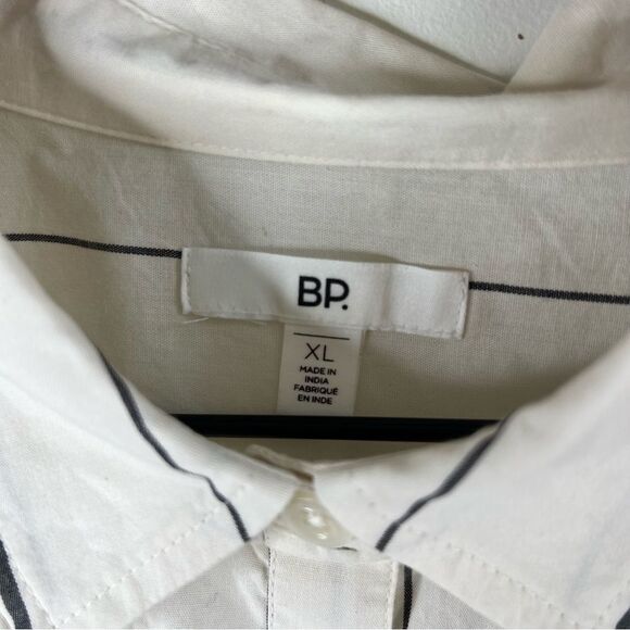 BP White and Black Striped Shirt with Ruffle Sleeves size XL - Picture 4 of 8
